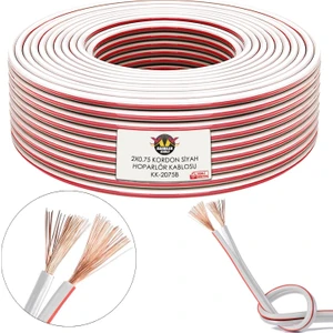 Kk Kardelen Kablo 2075B Hoparlör Kablosu Kordon 2x0.75 Zayıf Akım LED Oto Tesisat Kablosu Beyaz