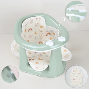2'li Bebek Banyo Oturağı ve Minder Seti - Vakum Taban Mama Oturağı, Yıkanabilir Oturak Minderi Yeşil
