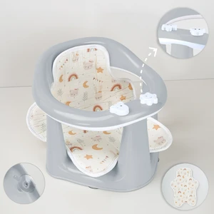 2'li Bebek Banyo Oturağı ve Minder Seti - Vakum Taban Mama Oturağı, Yıkanabilir Oturak Minderi Gri