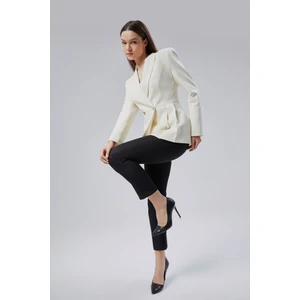 Ekru Regular Fit Pile Detaylı Blazer Ceket