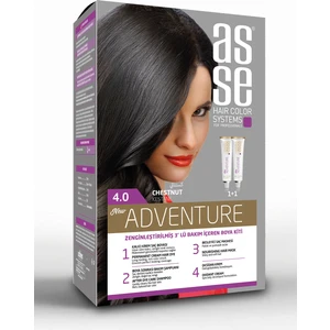 Adventure Set Saç Boyası, Kalıcı ve Canlı Renkler 1+1 İki Kullanım Seti (No:4.0 Kestane)