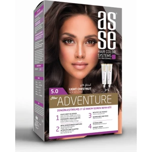 Adventure Set Saç Boyası, Kalıcı ve Canlı Renkler 1+1 İki Kullanım Seti (No:5.0 Açık Kestane)