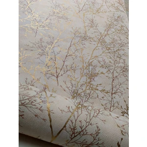 Krem Üzerine Gold Gül Kurusu Dallı Silinebilir Desenli Duvar Kağıdı (53 cm x 1000 mt) 5 M²
