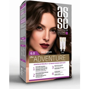 Adventure Set Saç Boyası, Kalıcı ve Canlı Renkler 1+1 İki Kullanım Seti (No:6.0 Koyu Kumral)