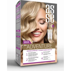 Adventure Set Saç Boyası, Kalıcı ve Canlı Renkler 1+1 İki Kullanım Seti (No:10.0 Sarı)