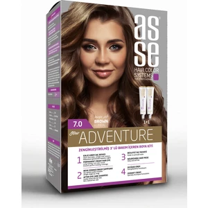 Adventure Set Saç Boyası, Kalıcı ve Canlı Renkler 1+1 İki Kullanım Seti (No:7.0 Kumral)