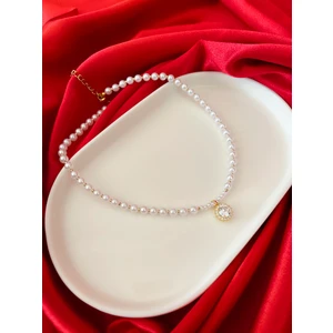 Pırlanta Model Inci Gold Çelik Kolye