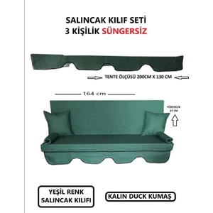 3 Kişilik Lüks Salıncak Kılıf Seti Süngersiz Düz Yeşil