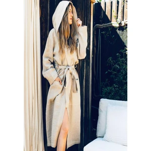 Keten BORNOZ(KAPŞONLU-130 Cmboy-Çift Kat)