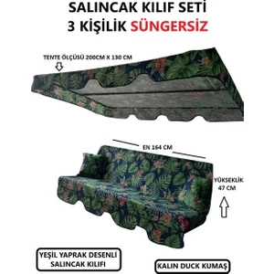 3 Kişilik Lüks Salıncak Kılıf Seti Süngersiz Yaprak Desen