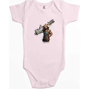 Z zepplin Rocket Raccoon Body Pembe Renk Bebek Body Zıbın