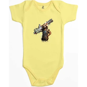 Z zepplin Rocket Raccoon Body Sarı Renk Bebek Body Zıbın