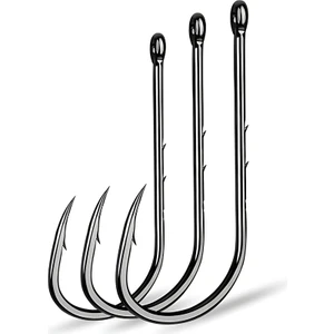 50 Adet Üst Seviye 3 Numara Yüksek Karbonlu,Siyah,Delikli,Çift Tırnaklı,Papağan Olta Iğnesi,