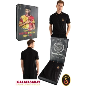 Orijinal Lisanslı Match Day Polo Yaka Siyah T-Shirt Metin Oktay Baskılı Hediyelik Ahşap Kutulu