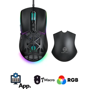Rgb 7 Tuşlu 12.800DPI Makrolu Yazılım App Destekli Değiştirilebilir Başlıklı Gaming Oyuncu Mouse