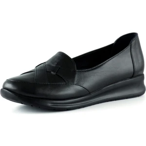Mammina Siyah  Deri Çapraz Bant Detaylı Slip-On Günlük Ayakkabı