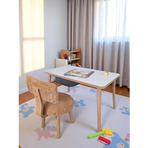 Maysa Ahşap Çocuk Masa Sandalye Takımı – 3-7 Yaş – Mdf Tabla, Teddy Kumaşlı – Renk Seçenekli
