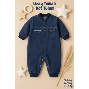 Pamuklu Bebek Kot Tulum - Erkek Bebek Yazlık/Kışlık Tulum - Çıtçıtlı ve Rahat - 3-12 Ay