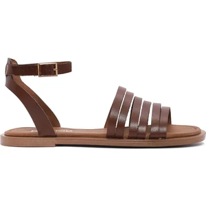 Kadın Kahverengi Bilekten Bağlamalı Deri Bodrum Sandalet 25SFD333318