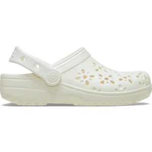 Classic Floral Cut Out Clog Kadın Krem Terlik.0WV