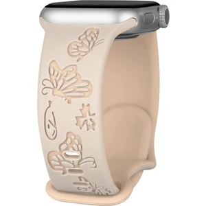 Apple Watch 42/44/45/46/49MM Kordon Kelebek Desen Yumuşak Silikon Kordon 2/3/4/5/6/se/7/8/9/10/ultra
