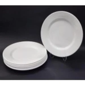 12 Adet Beyaz Melamin Tatlı, pasta Servis Tabağı 21 cm Sığ Tabak