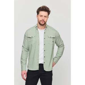 YXC Trend Maker Slim Fit Erkek Dar Kesim Pamuklu Çıçıtlı Kot Gömlek