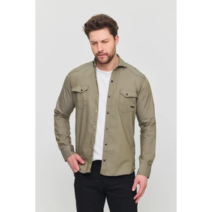 YXC Trend Maker Slim Fit Erkek Dar Kesim Pamuklu Çıçıtlı Kot Gömlek