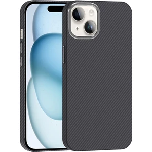 Apple iPhone 13 Kılıf Kablosuz Şarj Özellikli Karbon Fiber Görünümlü Gros Kapak