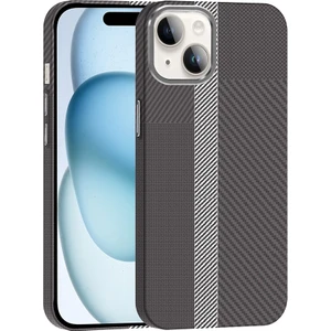 Apple iPhone 13 Kılıf Kablosuz Şarj Özellikli Karbon Fiber Görünümlü Gros Kapak