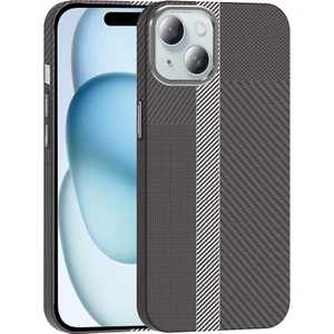 Apple iPhone 15 Kılıf Kablosuz Şarj Özellikli Karbon Fiber Görünümlü Gros Kapak
