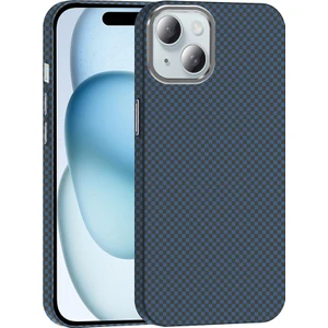 Apple iPhone 15 Kılıf Kablosuz Şarj Özellikli Karbon Fiber Görünümlü Gros Kapak