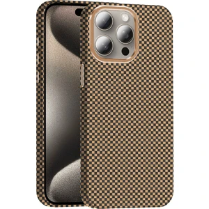 Apple iPhone 15 Pro Kılıf Kablosuz Şarj Özellikli Karbon Fiber Görünümlü Gros Kapak