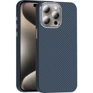 Apple iPhone 15 Pro Kılıf Kablosuz Şarj Özellikli Karbon Fiber Görünümlü Gros Kapak