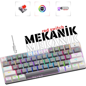 Mekanik Oyuncu Klavyesi Red Switch Rgb LED Işıklı Kablolu Gaming Klavye