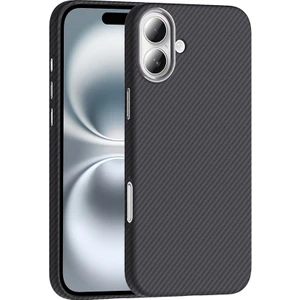 Apple iPhone 16 Kılıf Kablosuz Şarj Özellikli Karbon Fiber Görünümlü Gros Kapak