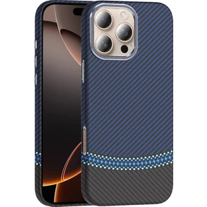 Apple iPhone 16 Pro Kılıf Kablosuz Şarj Özellikli Karbon Fiber Görünümlü Gros Kapak
