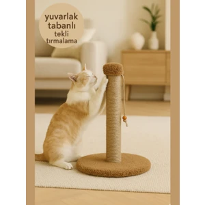 Peluş Dokulu Yuvarlak Tabanlı Kedi Tırmalama Tahtası 42 cm Soft Sevilen Renkler Modern Şık Tasarım