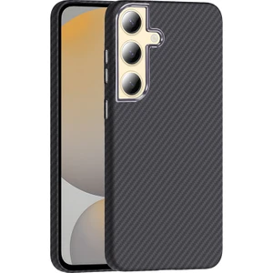 Samsung Galaxy S24 Kılıf Kablosuz Şarj Özellikli Karbon Fiber Görünümlü Gros Kapak