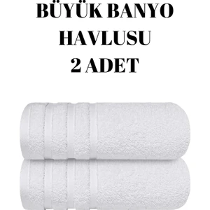 2'li Set  Pamuk Büyük Boy Banyo & Duş Havlusu – Yumuşak Dokulu, Çizgi Desenli, Ultra Emici Vücut Havlusu (90 x 150  cm )