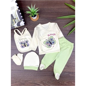 “kelebek Nakışlı Kız Bebek 5’li Hastane Çıkış Seti – Pamuklu & Yumuşak”