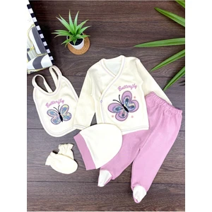 Kelebek Nakışlı Kız Bebek 5’li Hastane Çıkış Seti