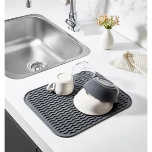 Silikon Bulaşık Kurutma Matı Su Toplamaz Kaydırmaz Bulaşıklık Tencere Altlığı
