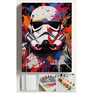 Sayılarla Boyama Çerçeveli Hobi Seti Numaralı Tuval Fırça Boya Dahil Kasnaklı 40X50 cm Starwars