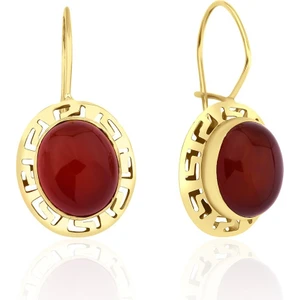 Yenigün Kuyumculuk 14 Ayar Altın Akik Taşlı Küpe