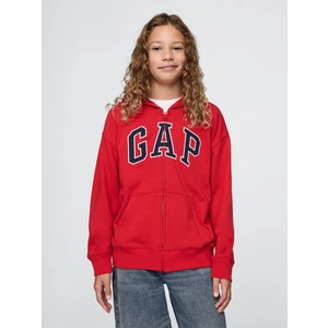Erkek Çocuk Kırmızı Gap Logo Relaxed Fermuarlı Sweatshirt