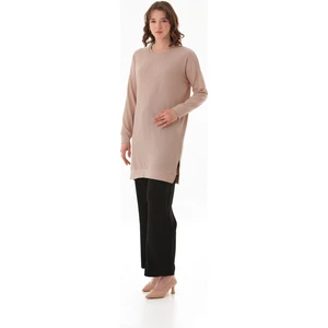 Bürümcük Kumaş Yanları Yırtmaçlı Bisiklet Yaka Tunik