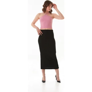 Beli Lastikli Yırtmaçlı Bürümcük Kumaş Etek