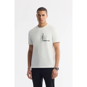 Avva Erkek Ekru Regular Fit Bisiklet Yaka Baskılı Bi Stretch İnterlok T-Shirt A51Y1135