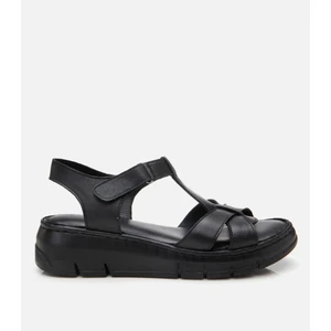 01SAH306850A100 KADIN Deri Siyah Ayarlanabilir Comfort Sandalet